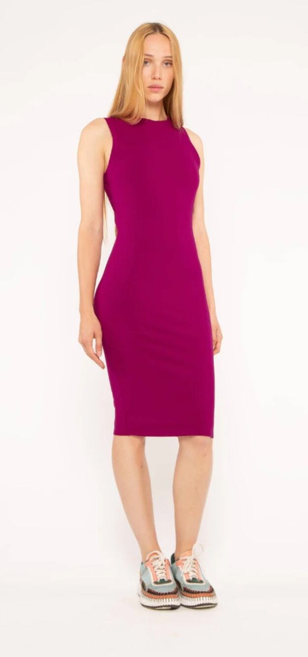 Ripley Rader Magenta Berry Bodycon Rib Tank Midi Dress Size 2/ Small